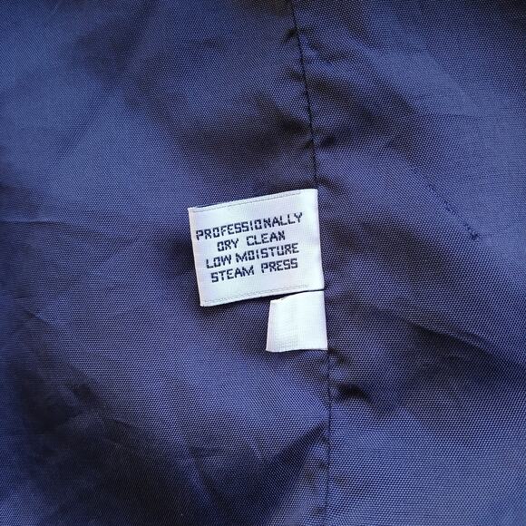 Herman Kay Wool Hooded Bib Jacket 16 Vintage 90s? warm coat navy plaid lined - Picture 8 of 13